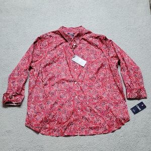 Chaps Women’s Red Paisley Button-Down Shirt Size XXL